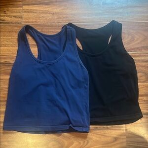 Women's Blue and Black Racerback Tank Tops